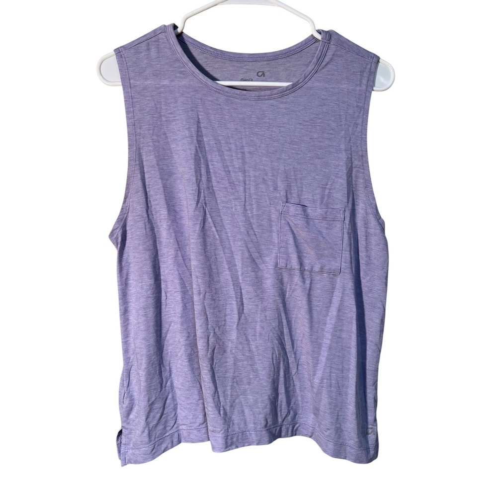 Gap Fit Women's Sz XS Breathe Tank Top Light Purple Boxy Chest Pocket Semi-Sheer